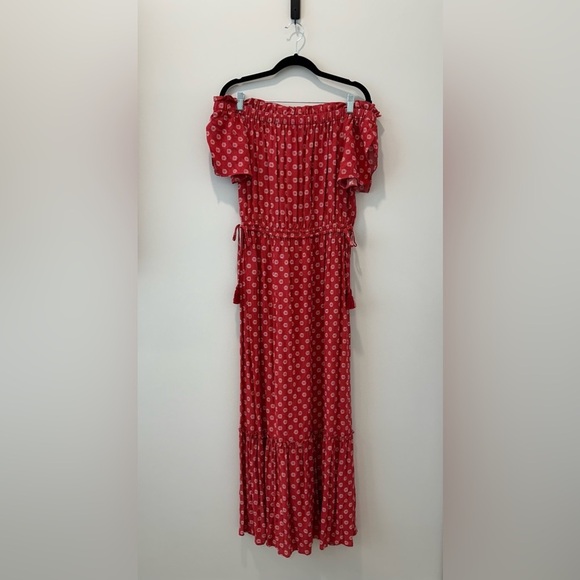 Women’s Printed Off The Shoulder Maxi Dress Boho Prairie Peasant Summer Sundress - Picture 2 of 11